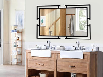 Large Decorative Wall Mirror Full Length, 60"x30", Tempered Black Mirror Wall Decor with Metal Frame for Living Room, Entryway, Bedroom, Horizontal/Vertical