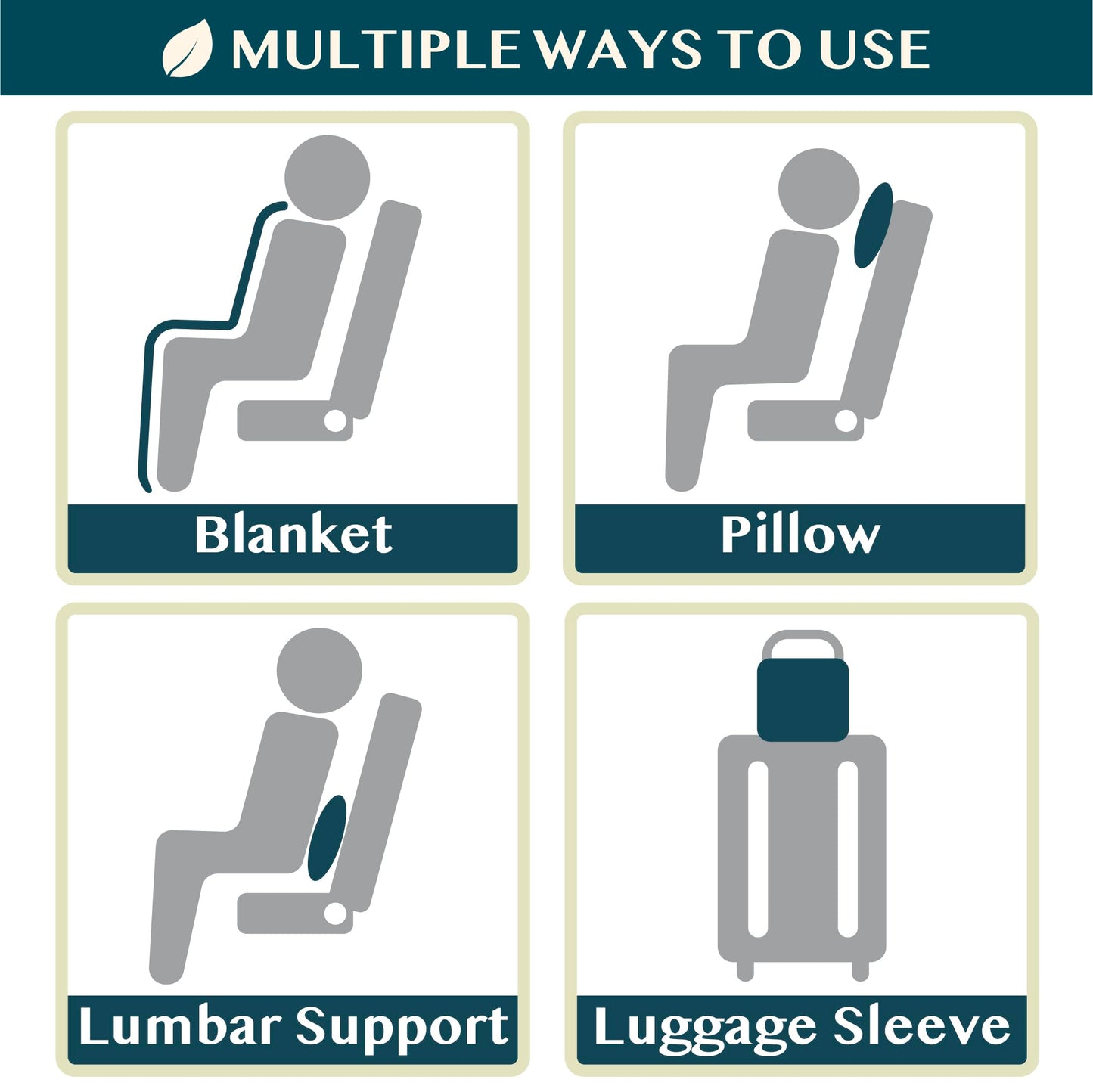 PAVILIA Travel Blanket Airplane Compact with Bag, Small Travel Pillow Blanket Long Flights, Lightweight Plane Blanket with Luggage Strap, Camping Blanket for Traveler Essentials, Teal Blue, 65x40