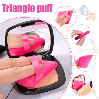 Pimoys 6 Pieces Powder Puff Face Makeup Sponge Soft Velour Triangle Powder Puffs Beauty Sponge Stocking Stuffers for Loose Powder (Black, Pink)