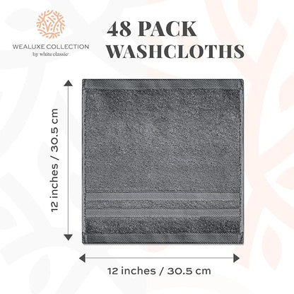 Wealuxe Dark Gray Washcloths 48 Pack