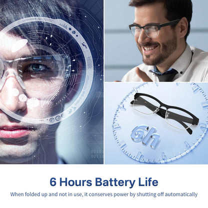 Bluetooth Audio Smart Glasses, Blue Light Glasses for Women Men, Remote Shooting, Open Ear Sound Mic & Speakers, Magnetic Charging, Color-Changing Polarized Sunglasses Lenses, Voice Assistant（GS06S)