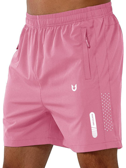 NORTHYARD Men's Athletic Running Shorts Gym Workout 7"/9"/5" Quick Dry Lightweight Sports Basketball Tennis 3 Zipper Pockets POWDERPINK-5inch L
