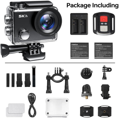 Hiicam Action Camera 4K 30FPS Waterproof Camera Underwater 131FT with EIS WiFi App Remote Control 64GB Card 170° Wide Angle Sports Helmet Bike Video Black