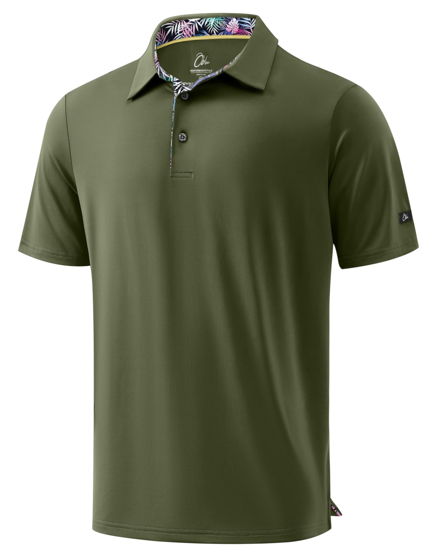 Obla Mens Golf Shirt Short Sleeve Dry Fit Moisture Wicking Performance Athletic Casual Work Collared Polo Shirts for Men (Olive Green_XL)