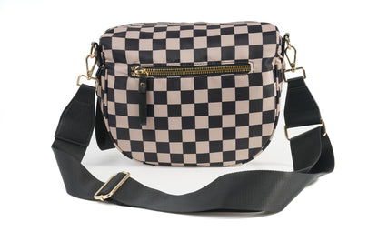 Spacious Checkered Nylon Crossbody Bag Bum Bag Checkered Handbags Wallets for Women
