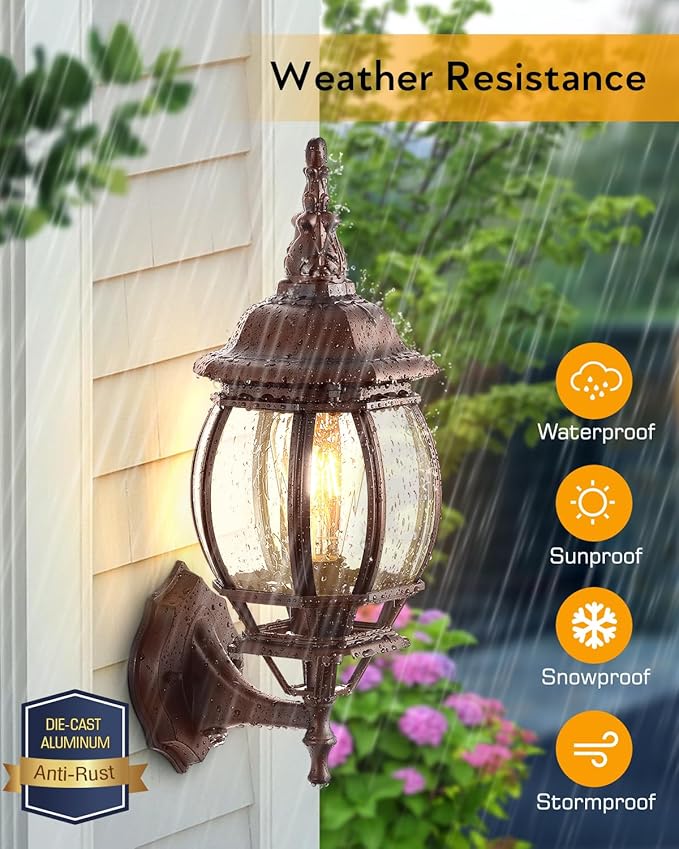 VIANIS 2-Pack Oil Rubbed Bronze Dawn to Dusk Outdoor Light, Outside Lighting Fixtures for House, 100% Aluminium Exterior Porch Lights Wall Mount, Modern Garage Sconce Lights Outdoor Wall Lantern Lamps
