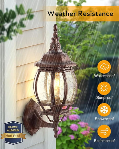 VIANIS 2-Pack Oil Rubbed Bronze Dawn to Dusk Outdoor Light, Outside Lighting Fixtures for House, 100% Aluminium Exterior Porch Lights Wall Mount, Modern Garage Sconce Lights Outdoor Wall Lantern Lamps