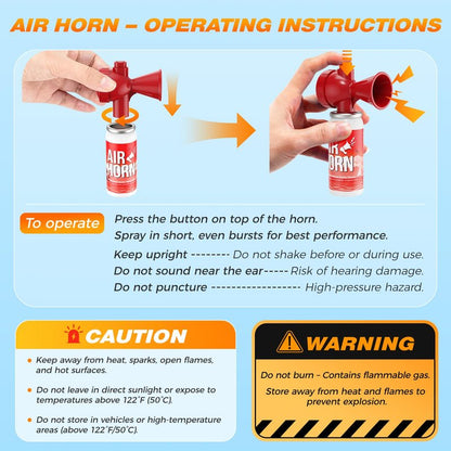 Nicehill 2 Pack Air Horn, 122dB Loud Safety Air Horns for Boating Emergency & Sporting Events, Handheld Marine Horn with Easy Button Operation for Warning Signals & Alerts, 1.4oz