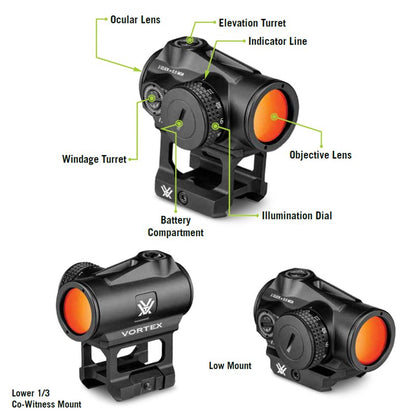 Vortex Triumph 2 MOA Red Dot Sight - Motion Activation With Auto-Shutoff, Multi-Height Mount System, NV Compatible, Fogproof, Waterproof, Shockproof - Unlimited, Unconditional Warranty