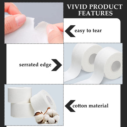 Hoolerry 12 Rolls 130 Yard 2 Inch Athletic Sports Tape White Pre Wrap Very Strong Easy Tear No Sticky Residue Tape for Fingers Ankles Wrist Injury Wrap, Bat Climbing Football Baseball Hockey Soccer