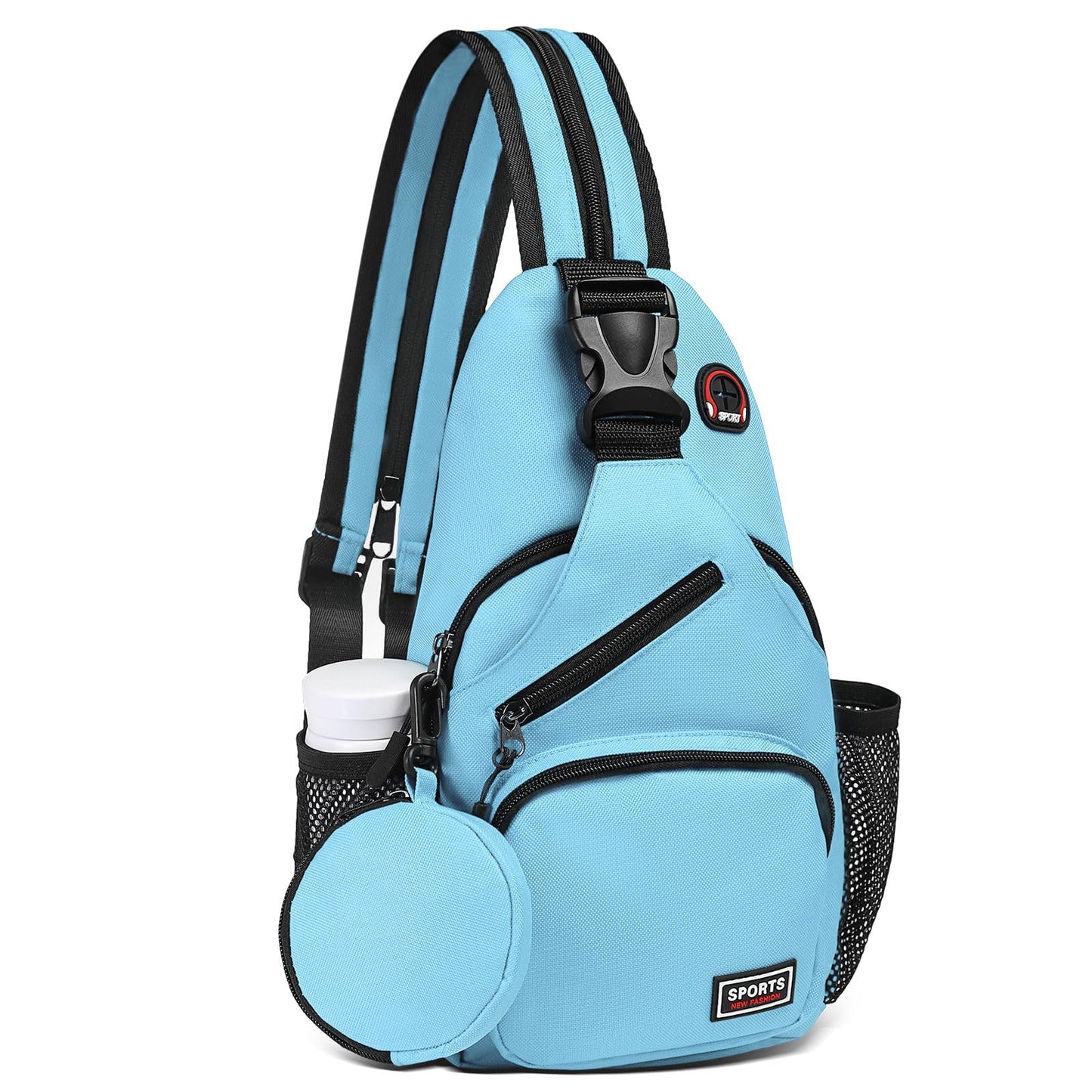 SUIKIHUM Convertible Sling Bag with Coin Pocket, 7.9" Tablet Crossbody Mini Backpack with Headphone Jack Casual Pack for Women Men Travel, Blue