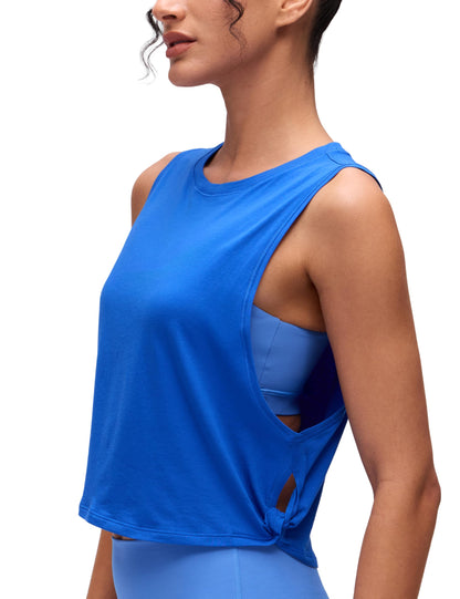 CRZ YOGA Pima Cotton Dropped Armhole Tank Strong Blue X-Large