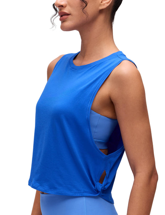 CRZ YOGA Pima Cotton Dropped Armhole Tank Strong Blue X-Large