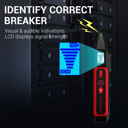 NOYAFA Rechargeable Circuit Breaker Finder with LCD Display & GFCI Outlet Tester, NCV AC Electric Tester Circuit Tracer, Adjustable Sensitivity, Flashlight- NF-824