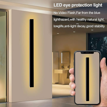 39inch 2 Pack Outdoor Wall Lights, Black LED Exterior Light Fixtures Wall Mount, Modern Outdoor Sconce, Long LED Linear Outside Lighting for Garage, Front Door 3000K