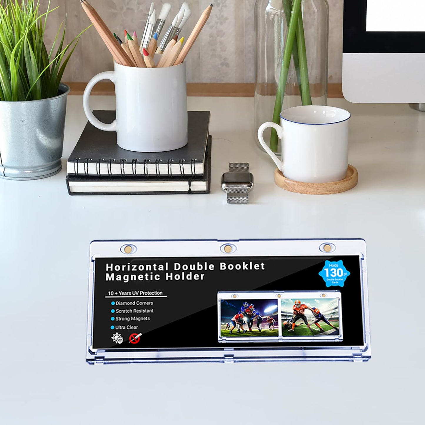 2 Pack Horizontal Booklet 130PT One Touch Magnetic Card Holders