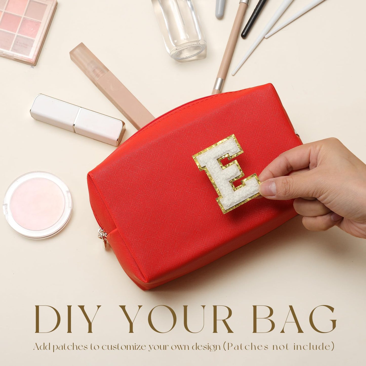 Sanwuta 9 Pcs Makeup Bags Bulk PU Double Zippers Cosmetic Bag Makeup Toiletry Small Pouch Portable Travel Organizers Case for Women Bridesmaid Proposal Gifts(Red)
