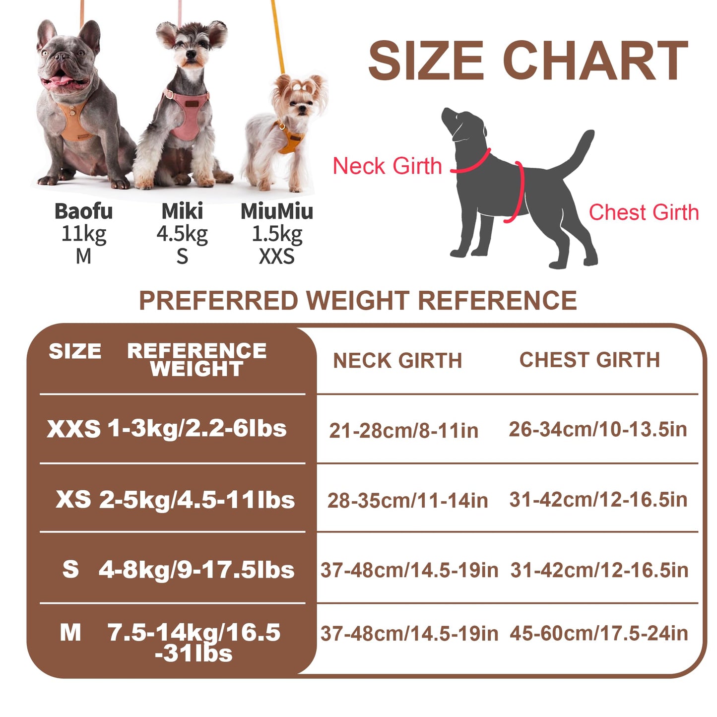No Pull Dog Harness with Multifunction Dog Leash,Soft Adjustable No Choke Escape Proof Pet Harness Vest for Medium Dogs or Large Dogs,Khaki Camel,XS