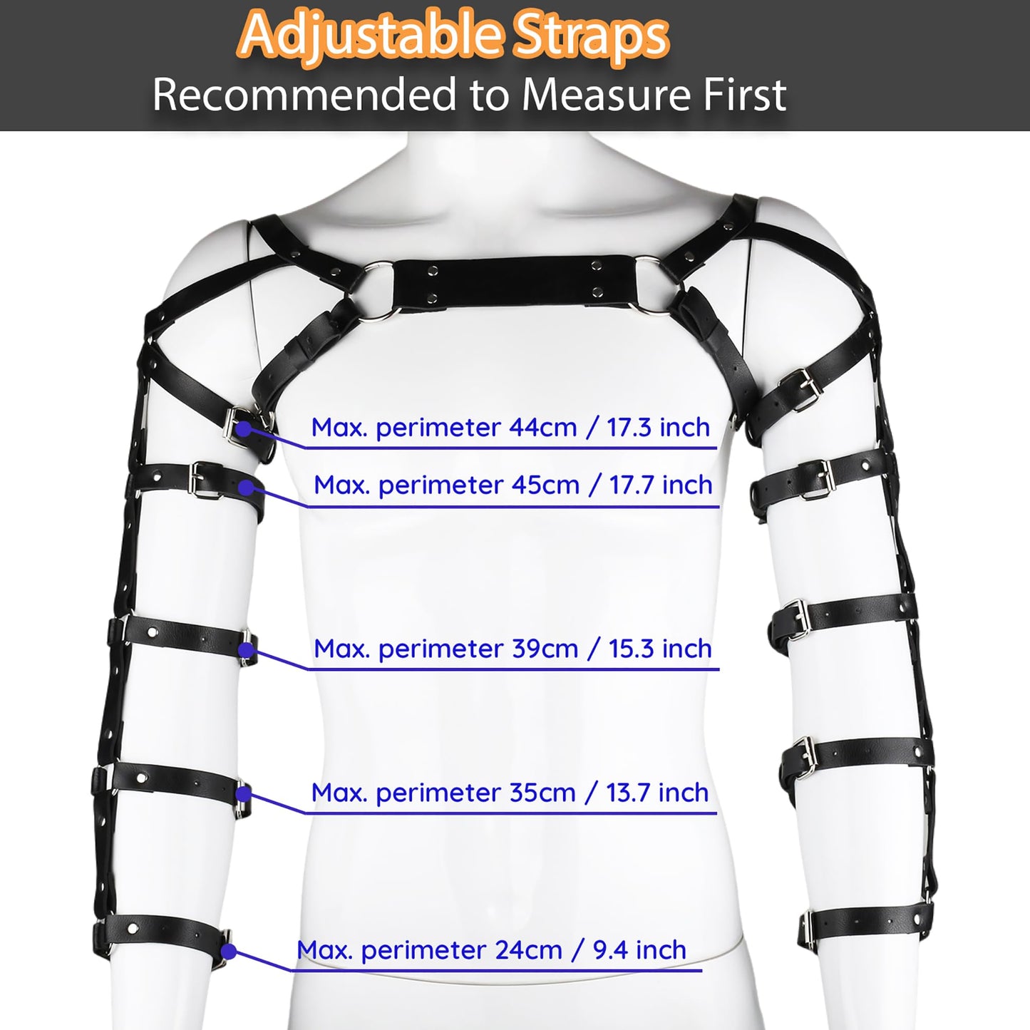 Mens Chest Harness Cosplay Top PU Leather Chest Shoulder Straps Body Harness Strap Male Punk Fashion Fantasy Costume Rave Outfit for Music Festival Party Halloween Cosplay (Black)