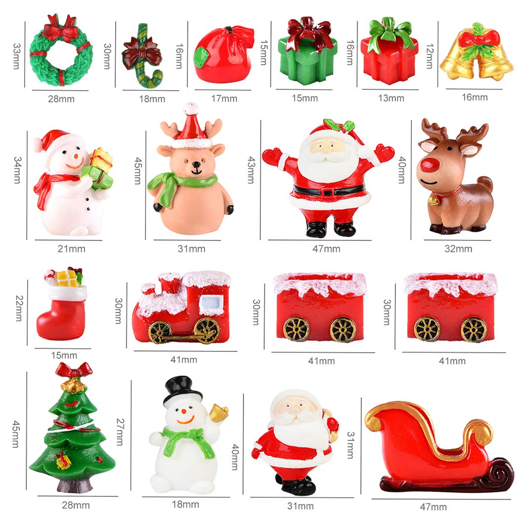 yeesport 18PCS Christmas Miniature Figurines Mini Santa Clause Ornament Xmas Micro Landscape Christmas Tree Christmas Figurines Snowman Reindeer Gift for DIY Fairy Garden