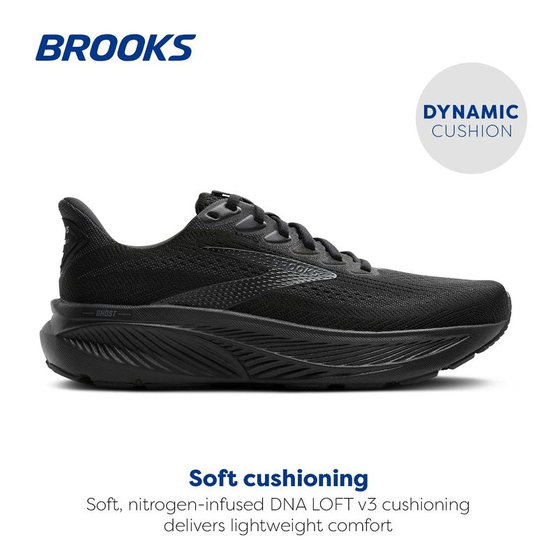 Brooks Men’s Ghost 17 Neutral Running Shoe - Black/Black/Ebony - 12.5 Wide