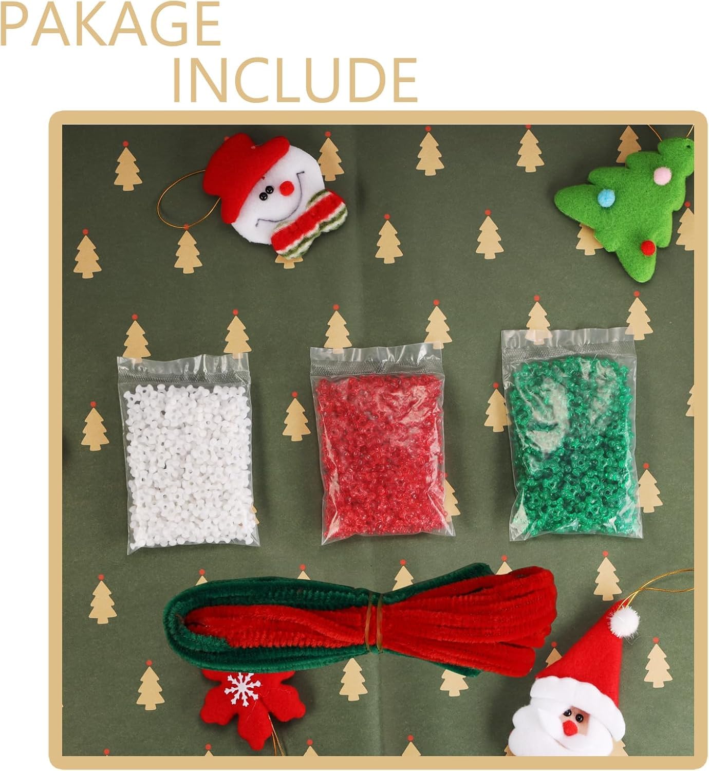 1840pcs Christmas Tri Beads, Tri Beaded Ornament Kit Christmas DIY Bead Christmas Tree Hanging Decoration，Xmas Beads Ornaments Candy Cane Ornament