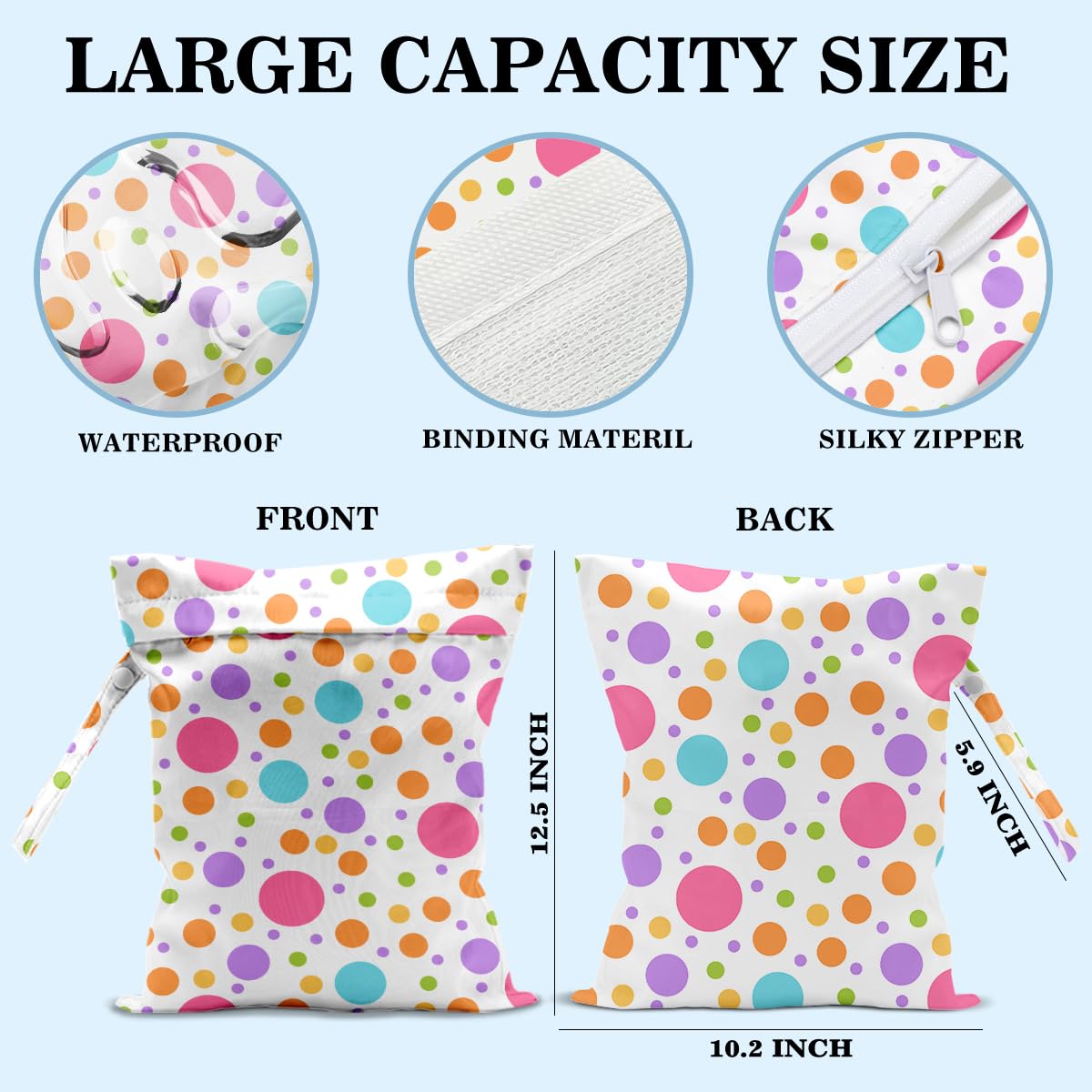 zcyxuuw Beach Bags Waterproof Sandproof Joyful Dot Pattern Wet Dry Bag Wet Clothes Bag With Zipper Pool Bags for Women Swimsuits Travel