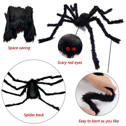 Halloween Decorations - 295" Halloween Spider Web Decorations Outdoor + 59" Giant Fake Spider with Triangular Huge Spiders Web - Scary Decor Clearance for Yard, Patio, Garden, Haunted House Décor