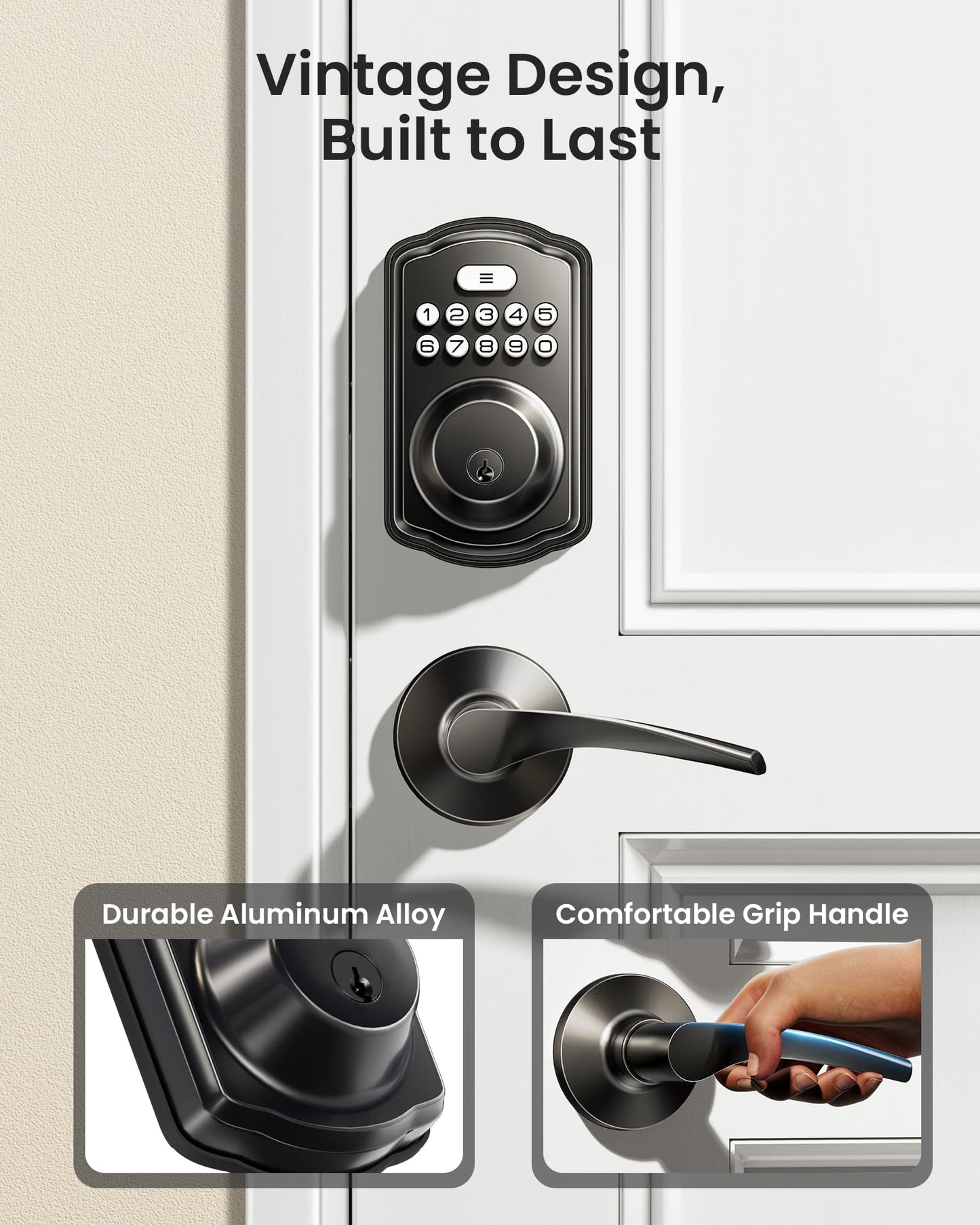 Veise Keyless Entry Door Lock with 2 Lever Handles - Electronic Keypad Deadbolt, Easy Installation Digital Smart Front Door Lock Set, Oil Rubbed Bronze