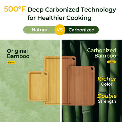 Bamboo Cutting Board, Durable Wood Cutting Boards for Kitchen with Deep Juice Grooves & Built-in Handles, Ideal Charcuterie & Chopping for Meat, Vegetables and Fruits Ideal Kitchen Gifts