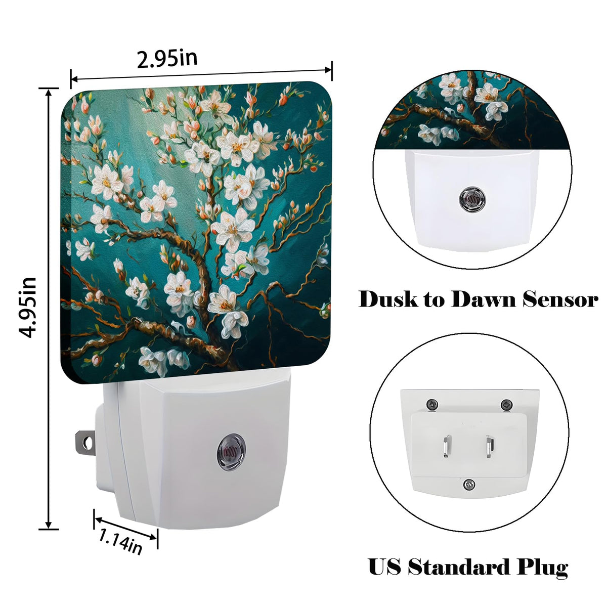 FSHVQKD Blossoming Almond Tree Night Light,Plug-in Nightlights Auto Sensor Night Lamp Dusk to Dawn Lamp Home Decor for Nursery Children Girls Boys