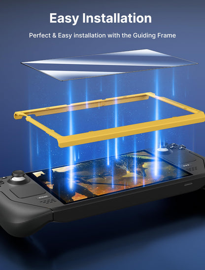 JSAUX 2-Pack Screen Protector for Steam Deck, Ultra HD Glass Protector 9H Hardness Easy to Install with Guiding Frame Scratch Resistant Tempered Glass for Steam Deck OLED, Come with Toolkits