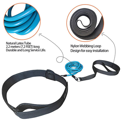 UCEDER Swim Belt Swim Training Belt with 2.2M Bungee Cord Adjustable Swim Tether for Swim in Place Swimming Pool Trainer Belt for Stationary Harness Aquatic Resistance Water Exercise (Black)