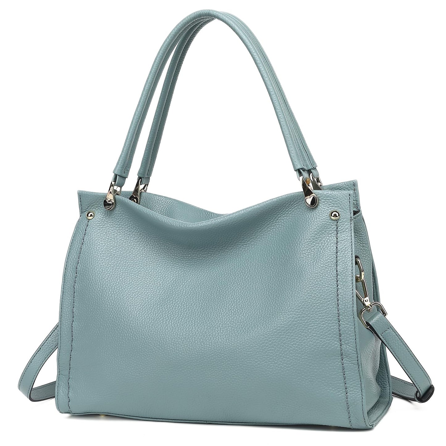 KOGTLA Medium Genuine Leather Tote Handbags for Women, Ladies Soft Satchel Shoulder Purses, Two-Handle Hobo Bags
