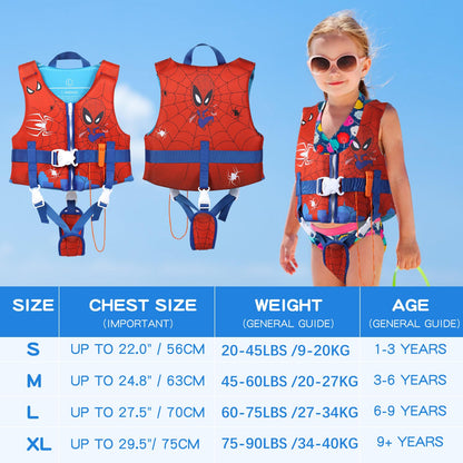 Toddler Swim Vest Neoprene Adjustable Safety Strap 20-90lbs Kids Floaties Buoyancy Jacket for 1-9Y Boys and Girls,Child Swimming Vest on Pool/Boating/Beach/Learn to Swim Aid（S）