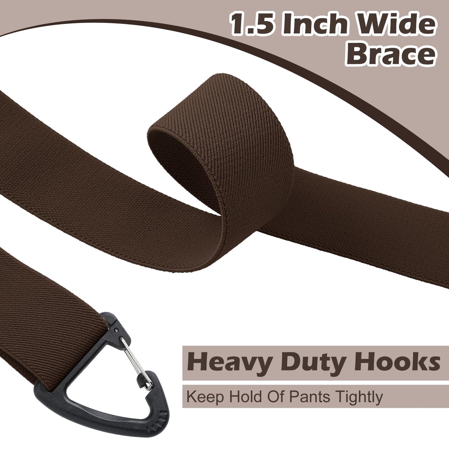 Sintege X Back Hidden Suspender Heavy Duty Work Suspenders 1.5 Inches Hook Suspenders Under Clothing for Men Women(Brown)