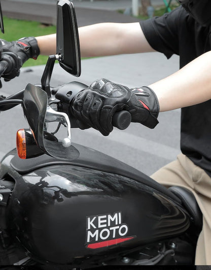 KEMIMOTO Sheepskin Leather Motorcycle Gloves for Men, Protective Motorcycle Gloves for Motocross Motorbike Dirt Bike Bicycle Racing ATV UTV