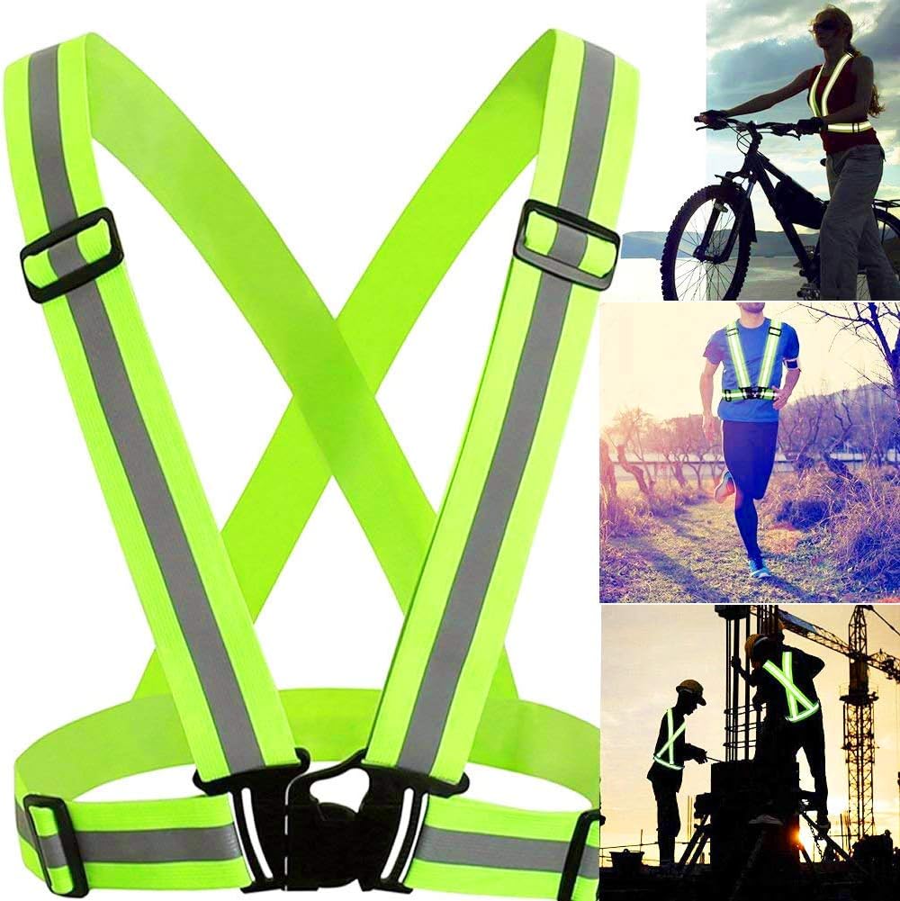 2 Pcs Reflective Vest Adjustable Reflective Running Gear Safety Vest Waist Belt Stripes Jacket High Visibility for Outdoor Jogging, Cycling, Walking, Safety Work, Motorcycle Riding and Running