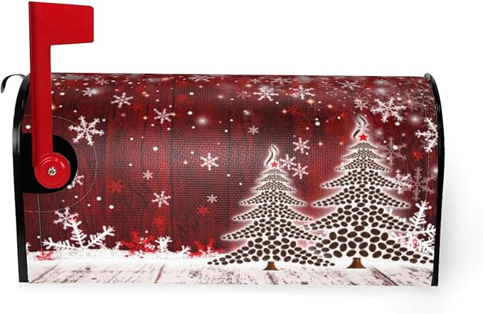 Christmas Mailbox Covers Xmas Tree Snowflake Magnetic Letter Post Box Cover Standard Size 21 x 18 Inch Garden Yard Home Decorative
