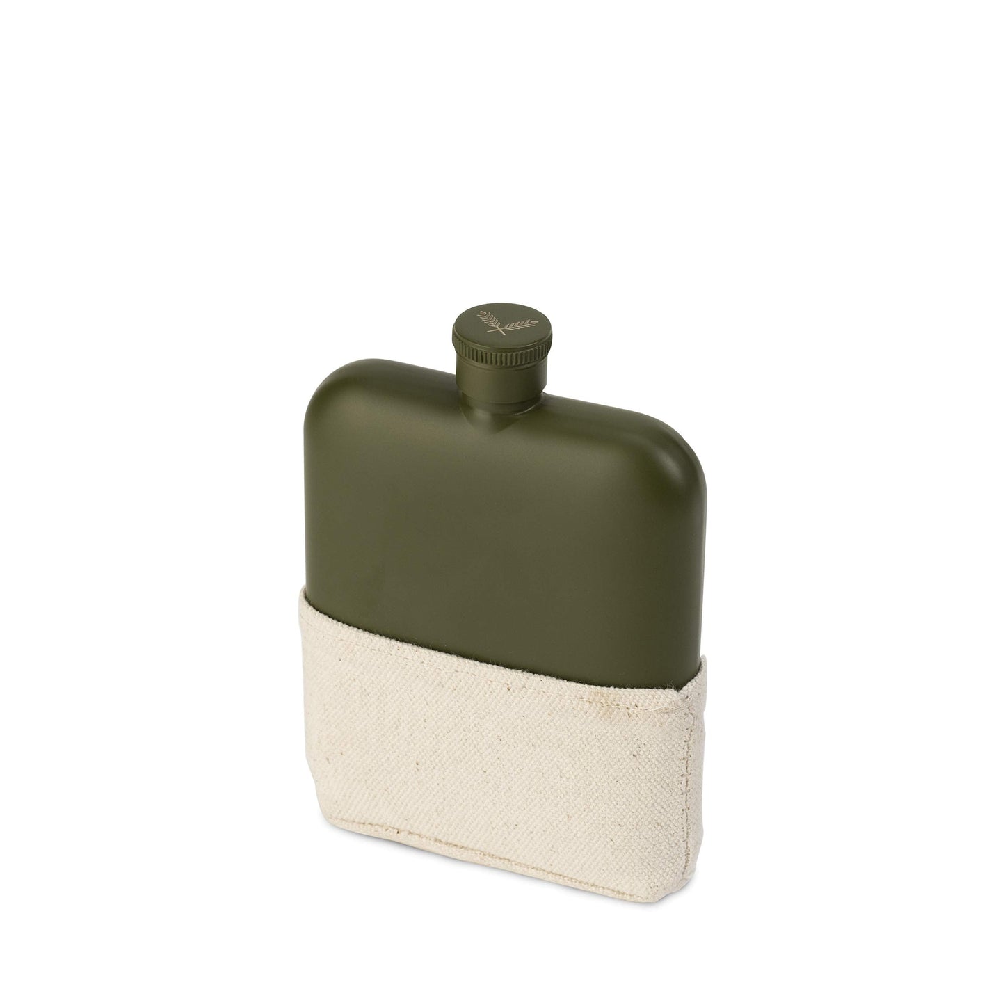 Foster & Rye Flask Whiskey Men-Stainless Steel Alcohol Matte Army Green with Canvas Wrap-6oz Set of 1, 6oz