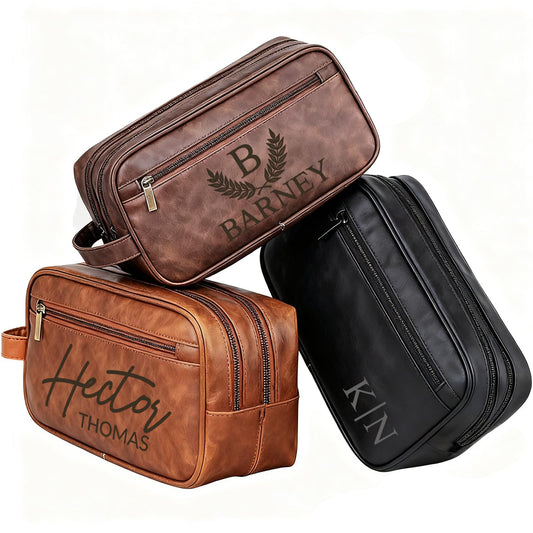 xrlsg Personalized Toiletry Bag for Men Custom Engraved Leather Toiletry Travel Bag Groomsmen Gifts