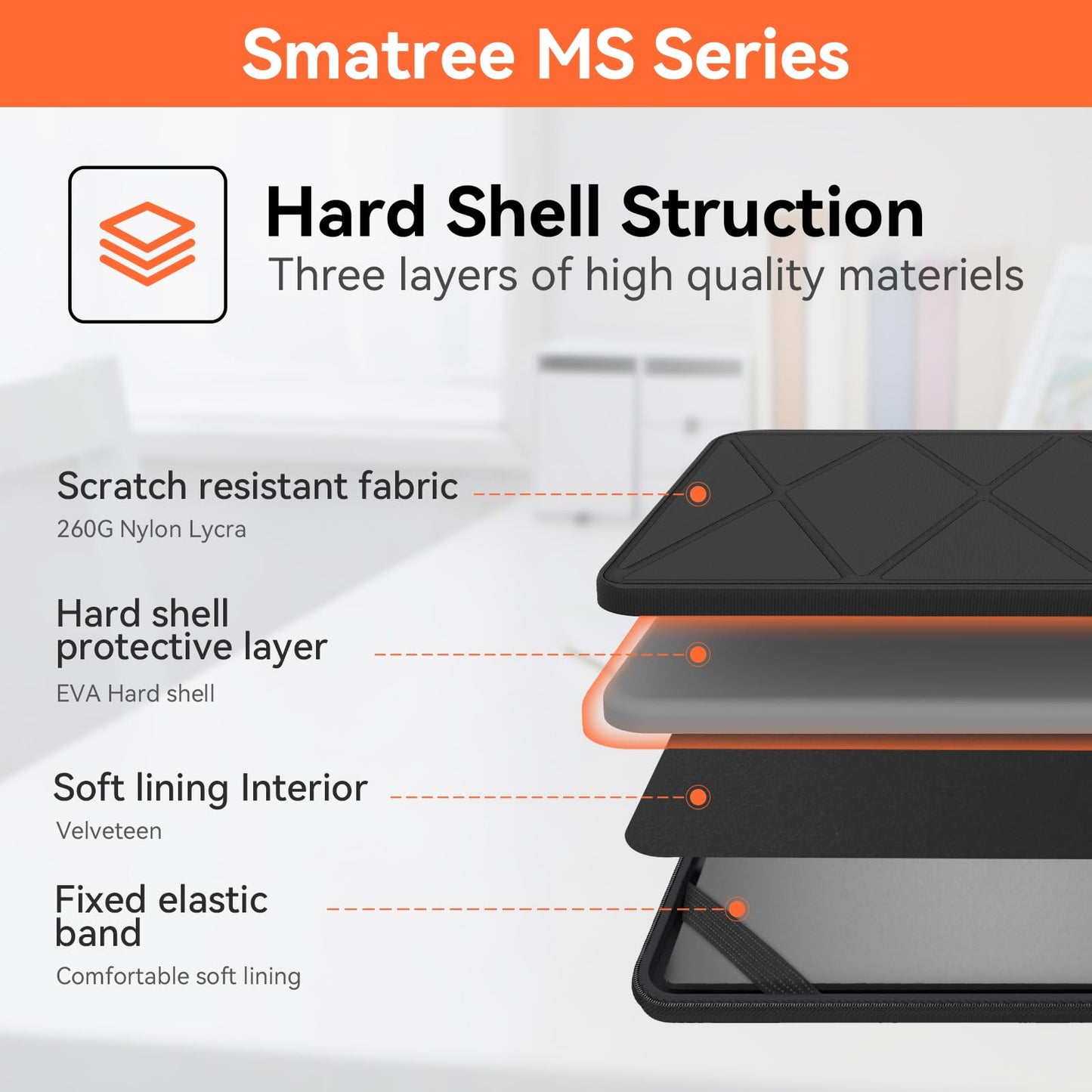 Smatree MS54T Hard EVA Protective Sleeve Case with Stand Compatible for 14 inch ASUS Vivobook 14 Notebook Bag