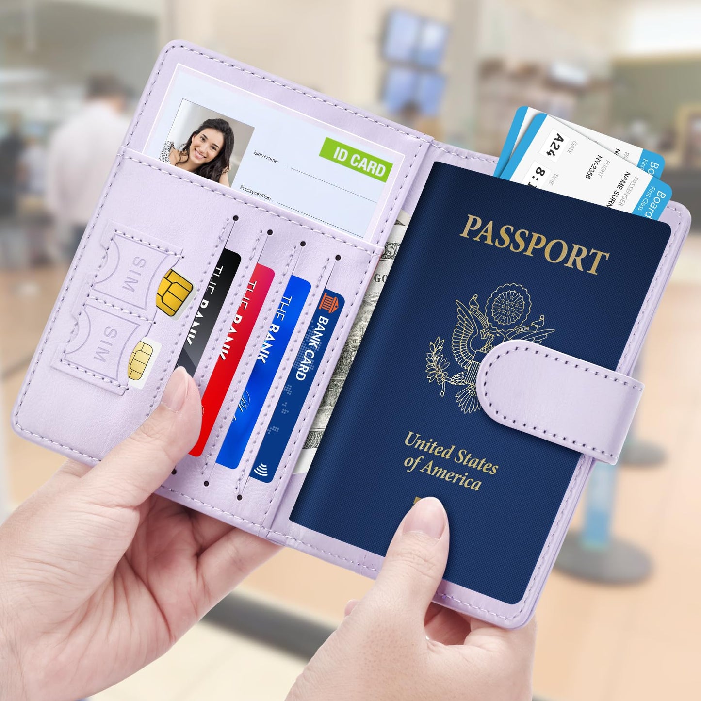 Herain Passport Holder for Travel Essentials, 2 Pcs Passport Cover Wallet Case Travel Gifts Women Men Family, RFID Passports Book Card Holders Travels Cruise Accessories Must Haves