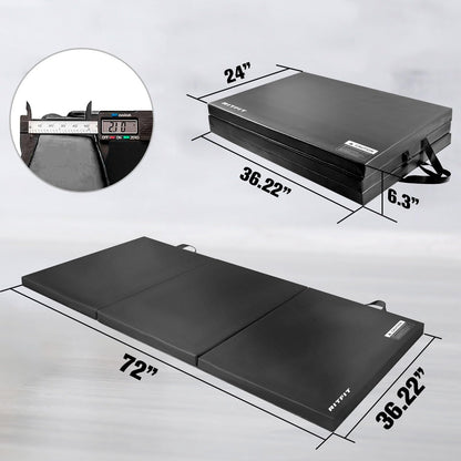 RitFit Upgraded Folding Exercise Mat, 2 Inch Thick Gymnastics Mat 3’x6’,4’x8’,4x10’,2'x8' with Carrying Handles for Yoga, MMA, Stretching, Core Workouts and Home Gym Protective Flooring