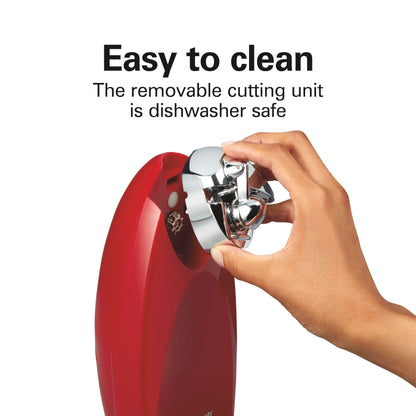 Hamilton Beach Electric Automatic Can Opener with Auto Shutoff, Knife Sharpener, Cord Storage, and SureCut Patented Technology, Extra-Tall, Red