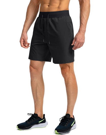 Soothfeel Men's Running Shorts with Zipper Pockets 7 Inch Lightweight Quick Dry Gym Athletic Workout Shorts for Men (Black, M)
