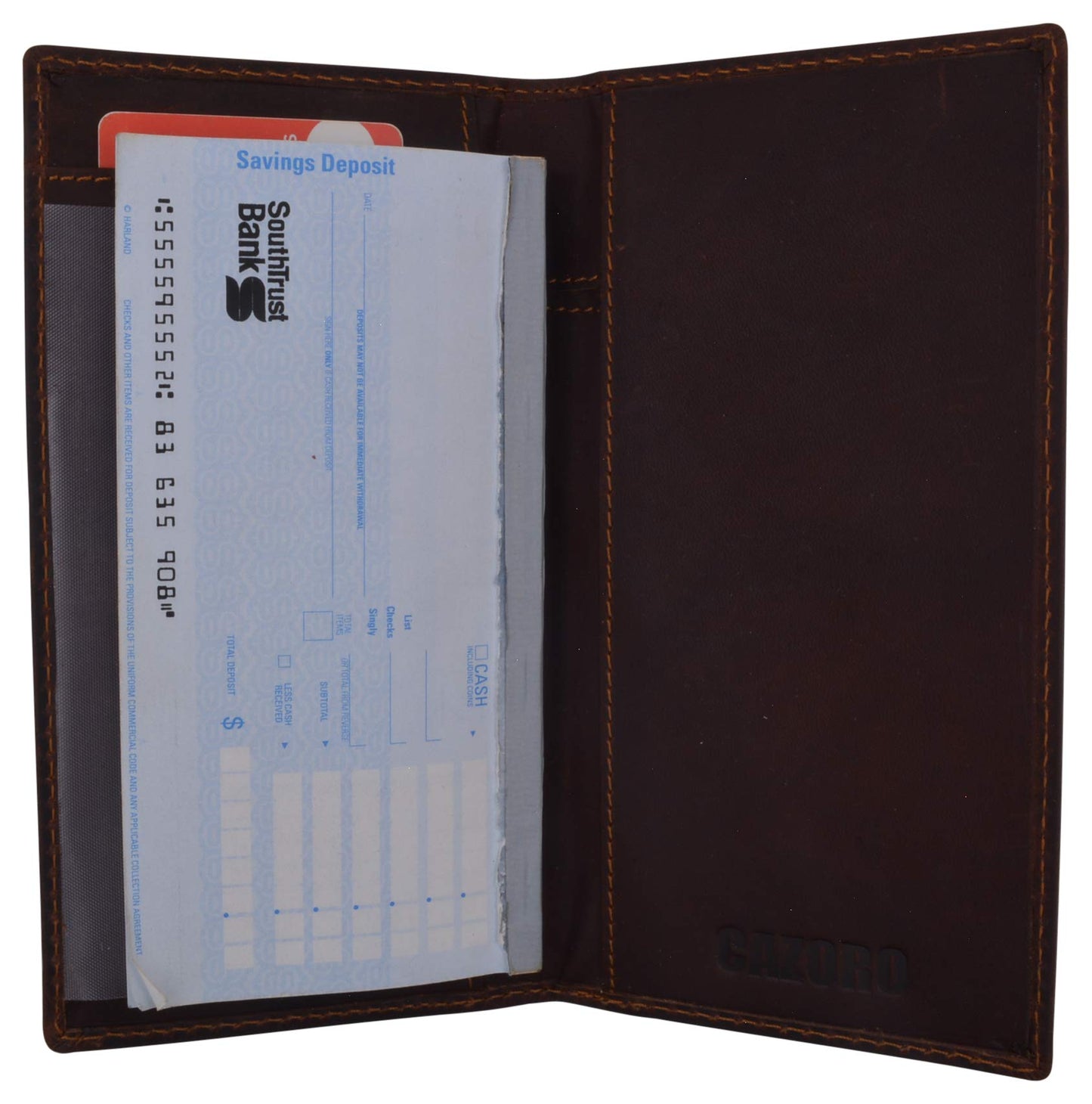 CAZORO Personalized Name Initials Wallets Vintage Leather RFID Bifold Checkbook Cover Holder Womens Mens (RHU Brown)