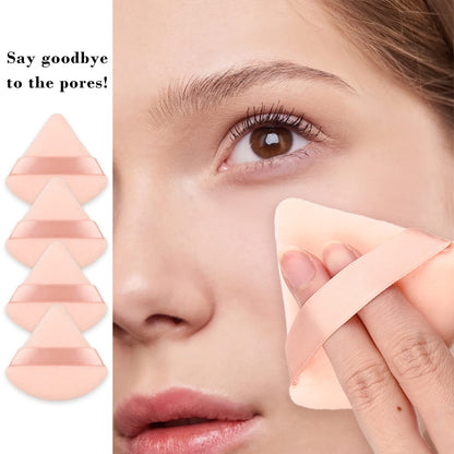 8Pcs of Triangular Powder Puff Makeup Sponges, Made of Super-soft Velvet, Designed for Contouring, Eye, and Corner, Beauty Blender Foundation Mixing Container.(Black)