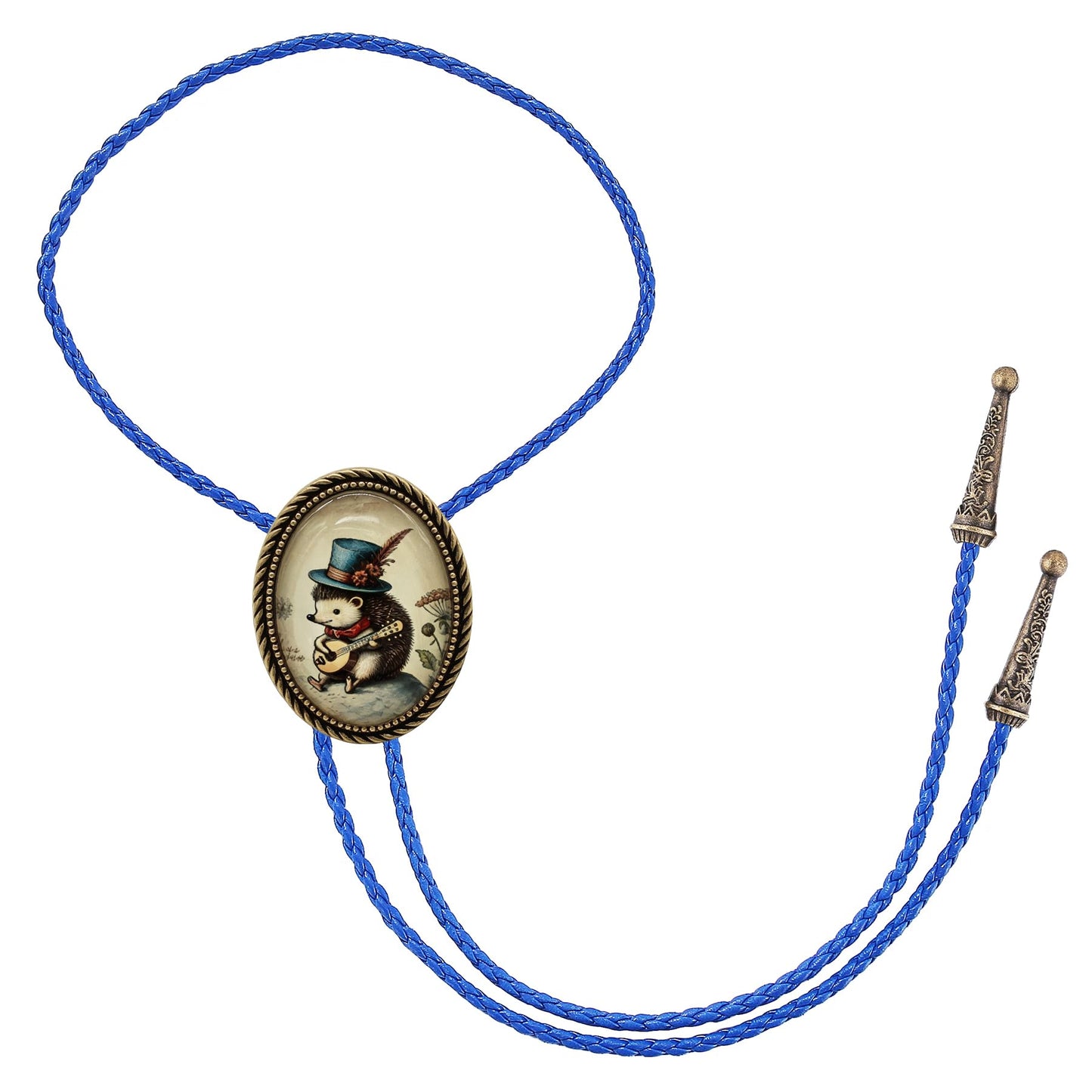 Jeilwiy Hedgehog Bolo Tie for Men Women 3D Animal Bolo Tie Adjustable Blue Leather Necktie Novelty Cowboy String Ties Music Inspired Accessory