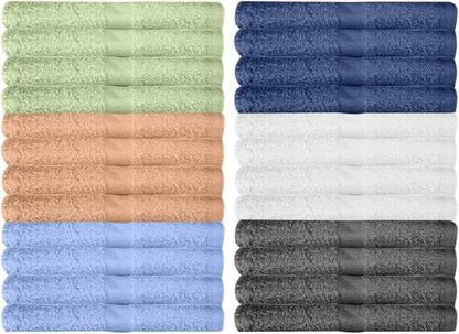 12 Pack Washcloths | Multicolour 100% Cotton Extra Absorbent Face Towels | Soft
